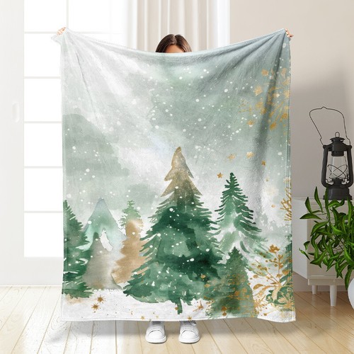Christmas Snata Tree Flannel Blanket Throw Blanket Dog Car Nap Blanket Full Size - Picture 27 of 34