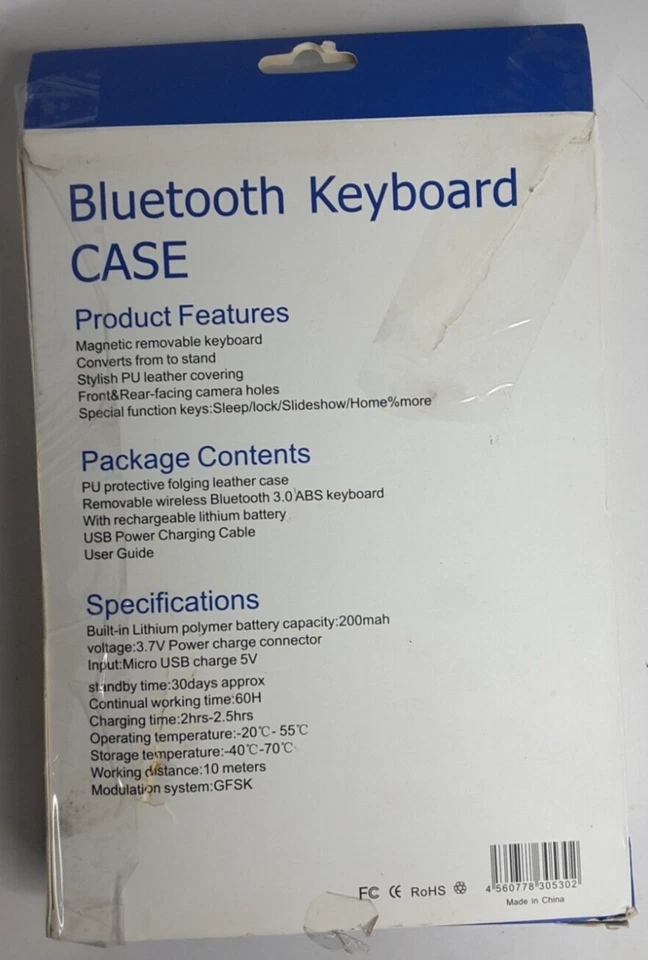 Bluetooth Wireless Leather Keyboard Case For Samsung Galaxy Tab3/4, Black - Image 3 of 3