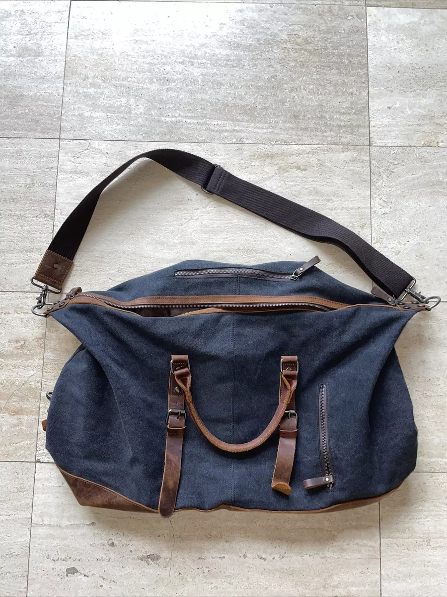 BLUBOON Weekender Overnight Duffel Bag Canvas Leather Rustic