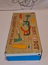Busy Boy Tool Chest by Ohio Art With Original Vinyl/Wood Tools 660-D173 Vintage 