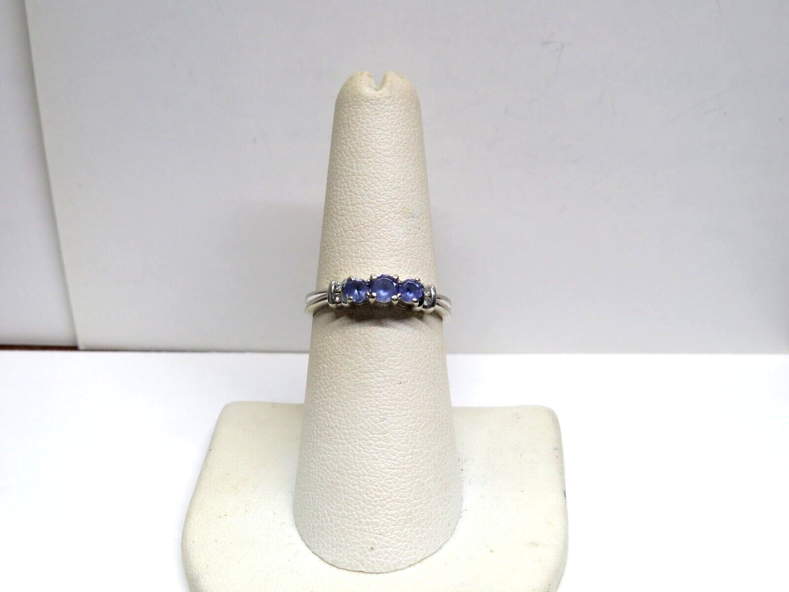 Beautiful Solid 10K White Gold  Ring  Sapphire Cr… - image 3