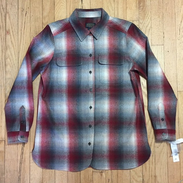 Women's Pendleton Board Shirt NWT Red Grey Ombre Shadow Plaid Wool