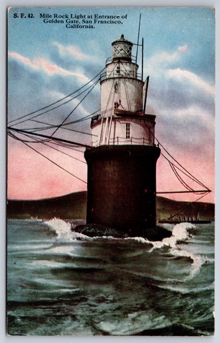San Francisco California~Mile Rock Lighthouse @ Golden Gate~c1910 ...