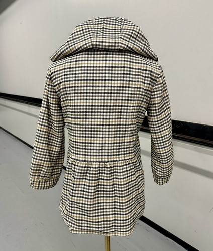 Volcom Plaid Women’s Hooded Jacket Peacoat Style Tan And Black Skater Size MD - Picture 3 of 9