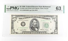 PMG 64 Choice Unc 1950 $5 Richmond, VA US FRN Green Seal Fr#1961-EWii *1029