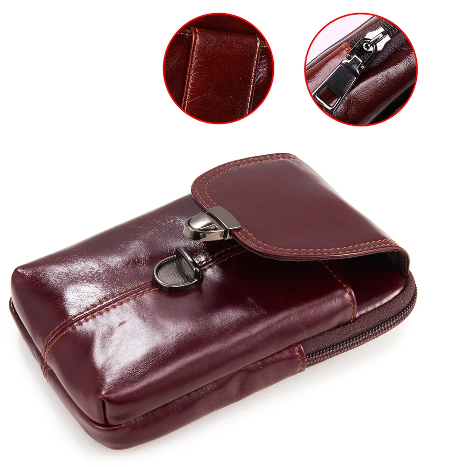 For iPhone Xs Max XR 6 7 8 Plus Leather Wallet Phone Pouch Belt Bag Case Cover - Image 3 of 4