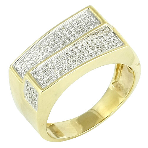 10k Yellow Gold Diamond 0.50ct Fancy Mens Ring | eBay