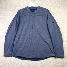 Nike Shield Jacket Mens Large Blue Golf Windbreaker Rain 1/2 Zip Blade 892211