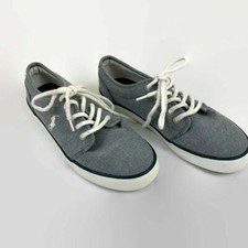 Polo Ralph Lauren Boy's Boat Shoes Size 4Y Lace Up Sneakers Denim Look