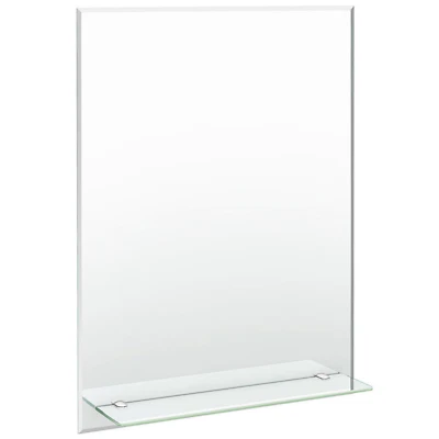 EMKE Frameless Bathroom Vanity Mirror With Glass Shelf Wall Mounted Contemporary