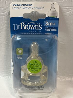 Dr. Brown's 3 Months+ Natural Flow Level Standard Nipple (2 Pack)