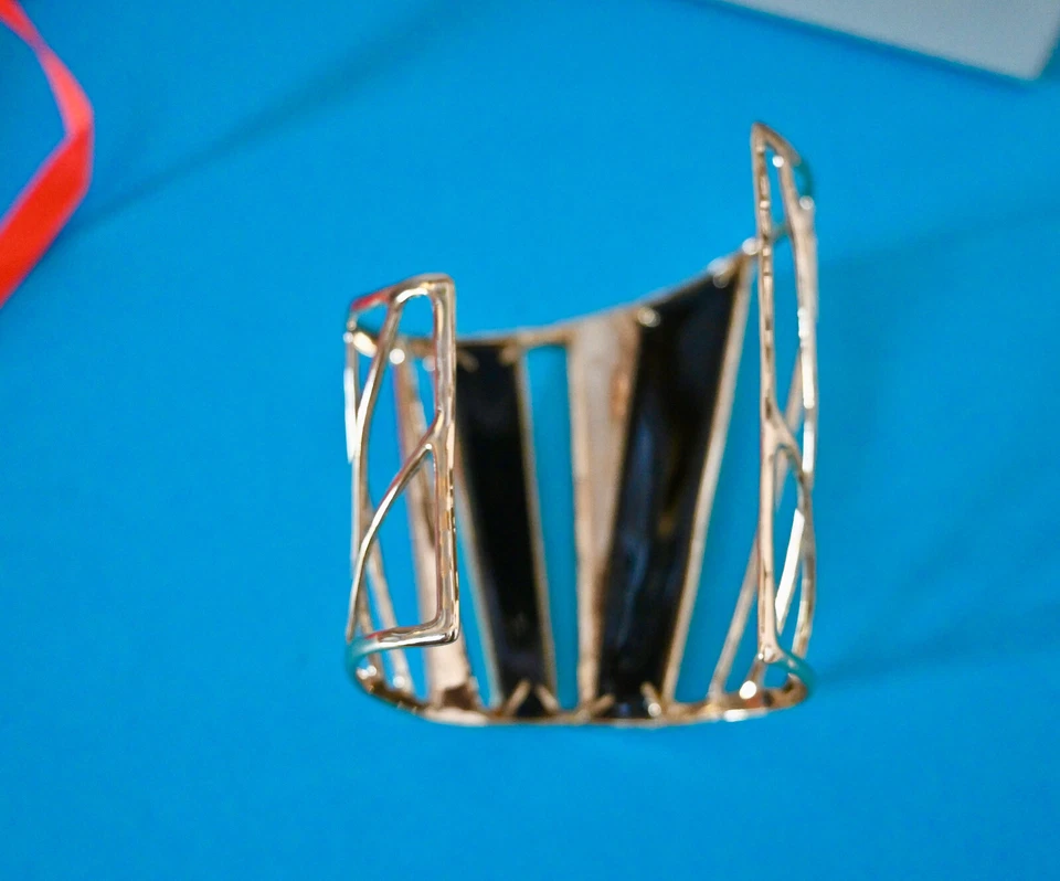 Nuevo $425 ALEXIS BITTAR Luna Colorblock Lucita Blanco Howlite Brazalete VERDE Foto 3 de 4