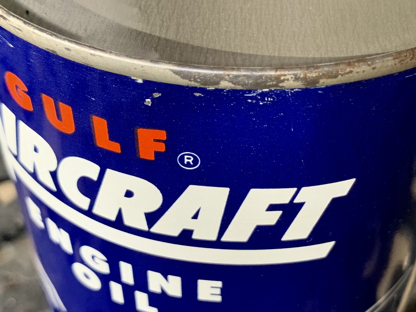 Vintage Gulf Aviation Products Aircraft Engine Oil Metal Quart Can