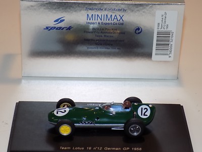 1/43 Spark Formula 1 F1 Lotus 16 car #12 1958 German GP Cliff