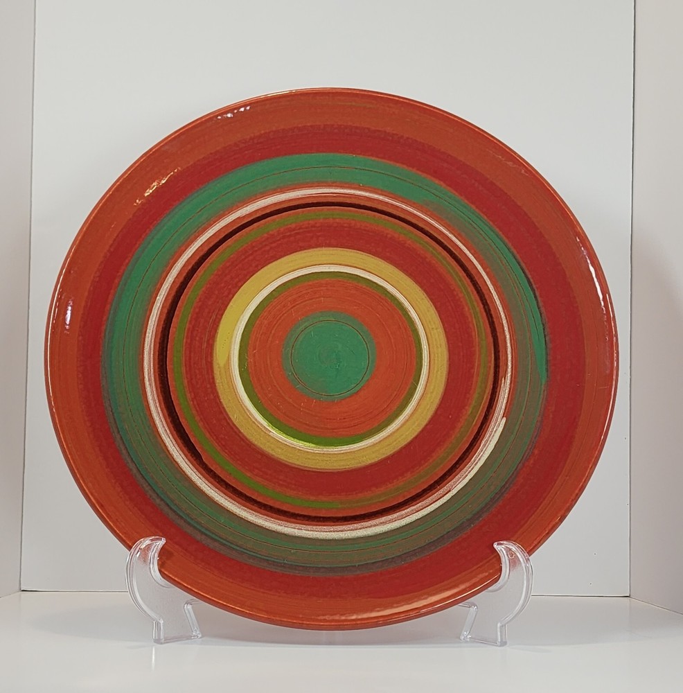 Italian Chop Plate Bellini Piu Italy Handpainted Striped Platter Vintage