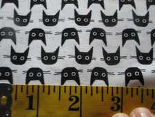 1 Fat Quarter New Cotton Fabric White Black Cats Dear Stella  Approx 21" x 18"