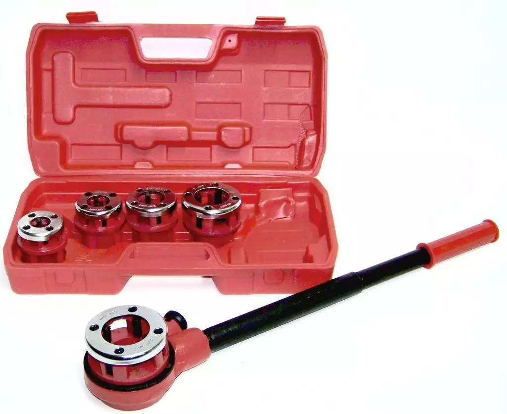 Pipe Threader with 5 Stock Dies Ratchet Handle Pluming Gas Construction Tools HD