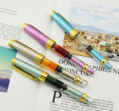 12 PCS Jinhao Mako Fountain Pen F Nib Colorful Pen Case Set with Converters G166