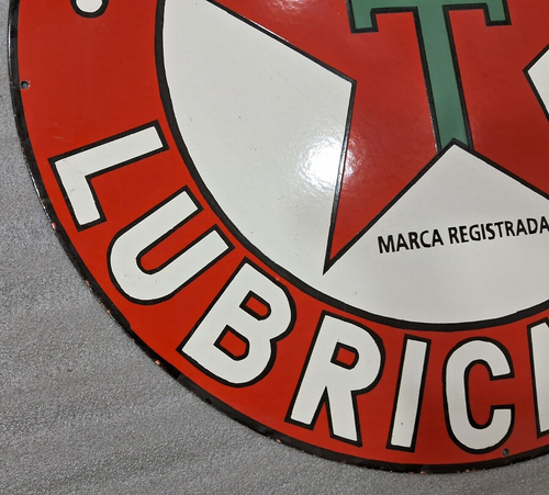 NAFTA TEXACO LUBRICANT PORCELAIN ENAMEL SIGN 30 INCHES SINGLE SIDED - Picture 5 of 6