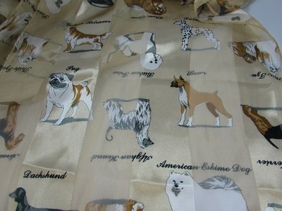 Bill Blass Dogs Long Scarf Sheer Pug Afghan Hound Bichon Frise Puppy 30223