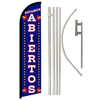 Estamos Abiertos Windless Banner Swooper Advertising Flag Kit We're Open