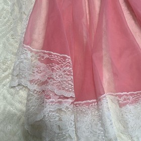 Vintage Betty Dain Sheer Pink Lace Apron Skirt Lingerie | One Size