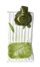 Vintage Keramik Buchst&uuml;tze, "Frosch lugt &uuml;ber Bambus"   Sch&ouml;nes Sammlerst&uuml;ck !