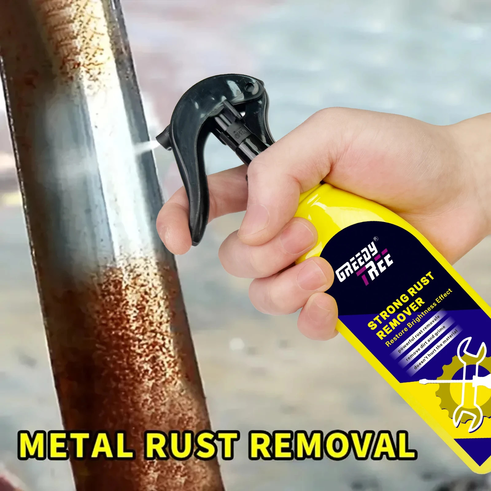 - Senza marca/Generico - - Spray Rimuovi Ruggine Auto Potente Pulitore Metallo Cromo Vernice Manutenzione - Miniatura 3