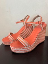 BP Women Coral/Orange Platform Wedge Sandals 9M Size, Summer Shoes, High Heels