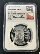 2001 W PROOF $100 PLATINUM EAGLE 1 OZ .9995 - NGC PF70 UCAM CASTLE SIGNED++++ 2759.00 per troy oz