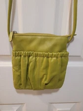 ILI New York, Leather Shoulder Crossbody Handbag, Soft Leather Chartreuse Green