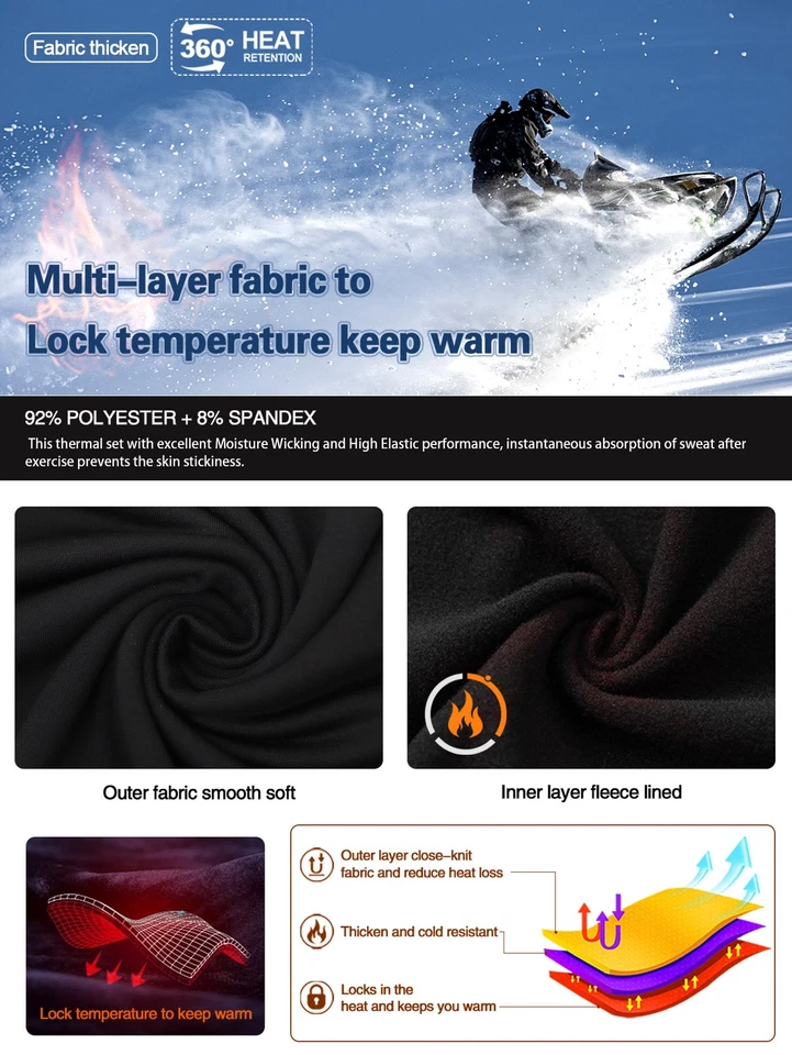 2 Sets 4 Packs Men's Thermal Underwear Winter Warm Long Johns Shirts Tops Bottom - Image 2 of 4