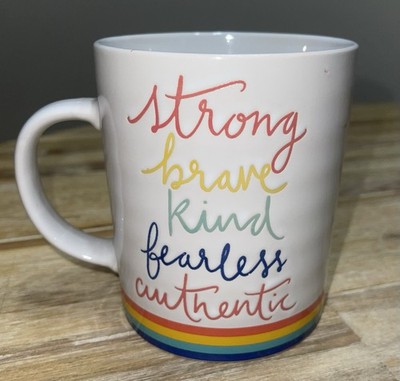  NWOT Prima Design Strong~Brave~Kind~Fearless~ Authentic Ceramic Coffee/Tea Mug