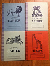 4 cahiers d'écoliers vierges années 1960 /Animaux de la jungle