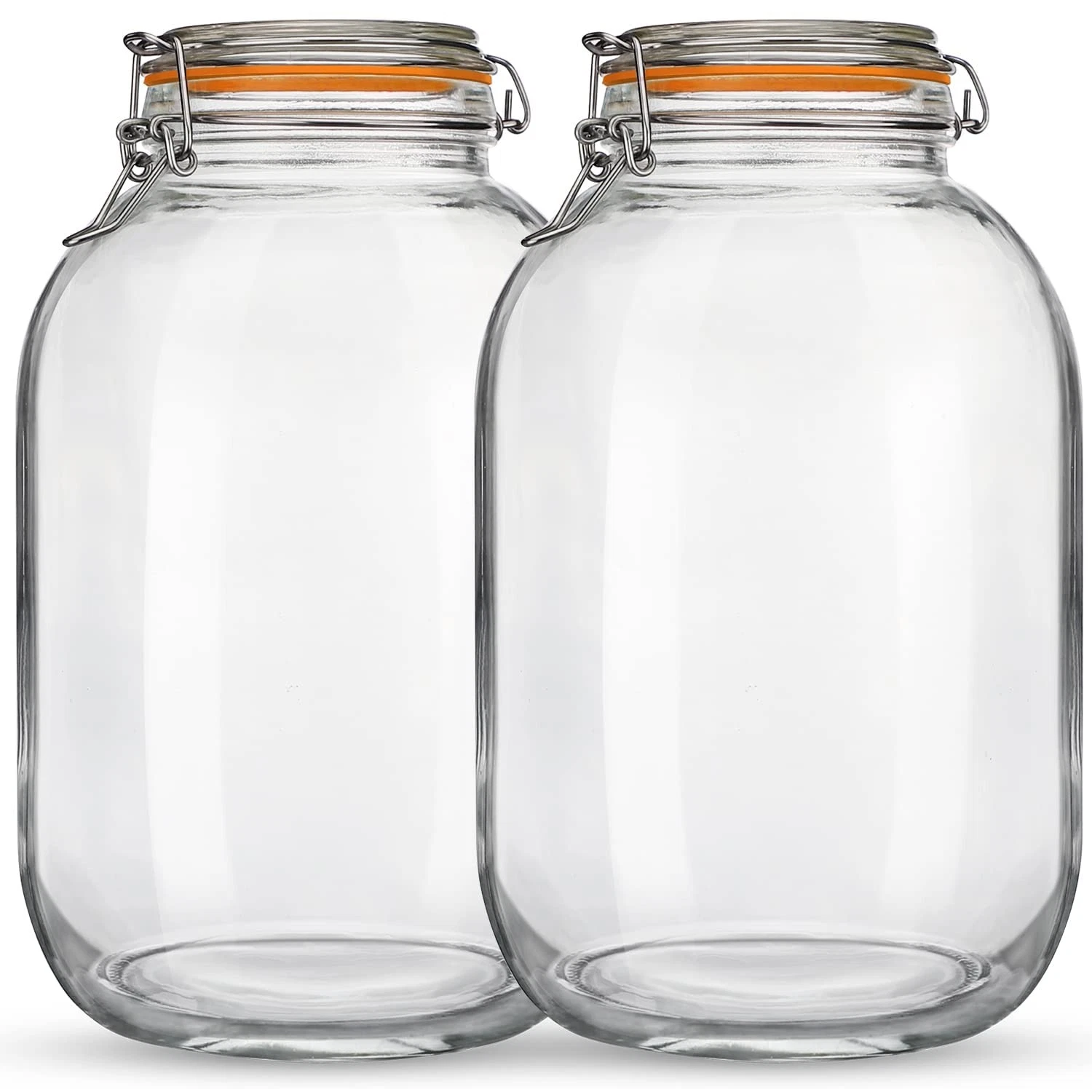 Qianfenie Glass Jars with Airtight Lids, 2 Pack Large Mason Jars with Replace...