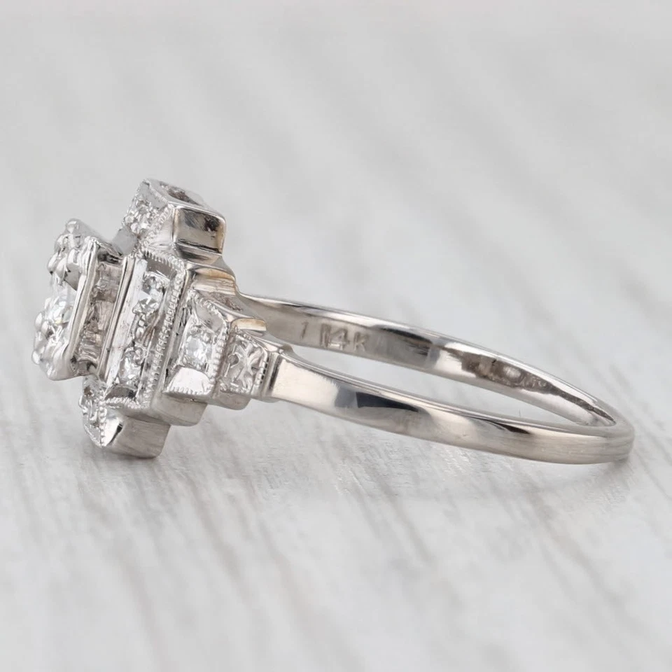 Vintage Tiered 0.25ctw Diamond Engagement Ring 14k White Gold Size 8 - Image 3 of 4