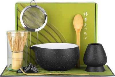 ChefBee 8PCS Matcha Whisk Set - Ceramic Matcha Tea Bowl Kit Set Includes Bowl,