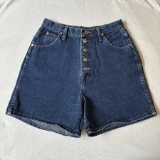 Vintage Womens Wrangler Button Fly High Rise Jean Shorts Dark Wash Size 11/12