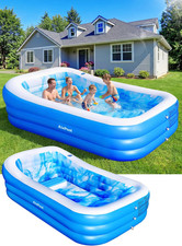 Inflatable Pool with Seats and Headrest,Oversized Thickened Large Blow up Pool f