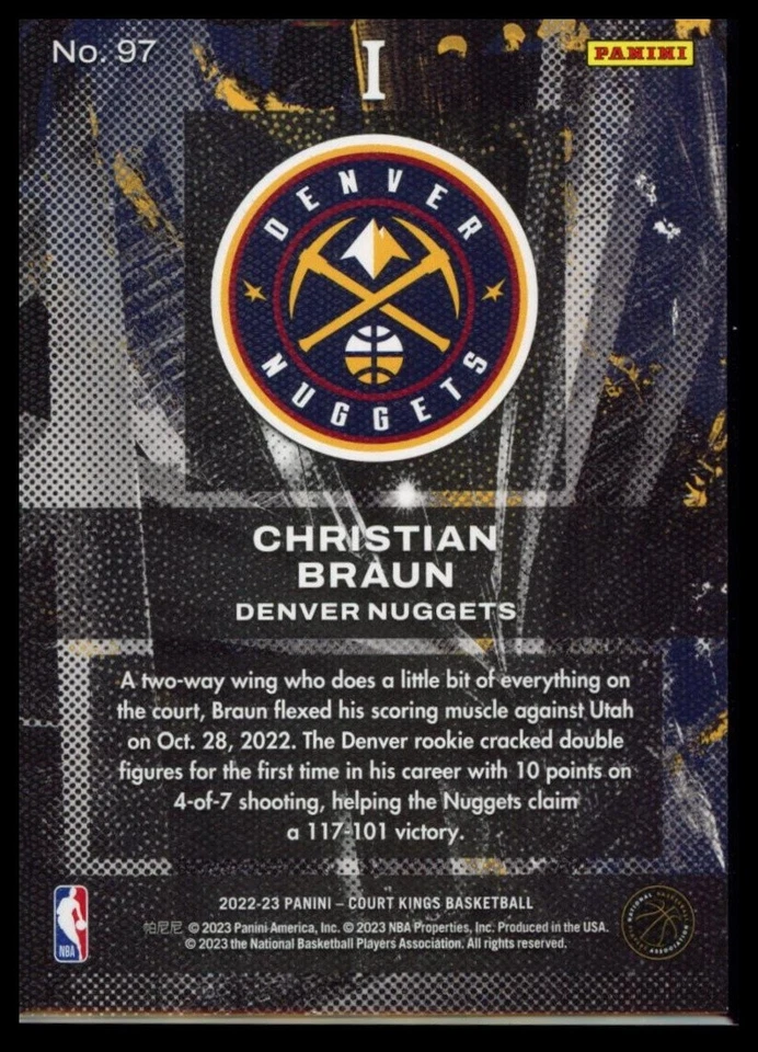 2022-23 Panini Court Kings Christian Braun #97 - Image 2 of 2