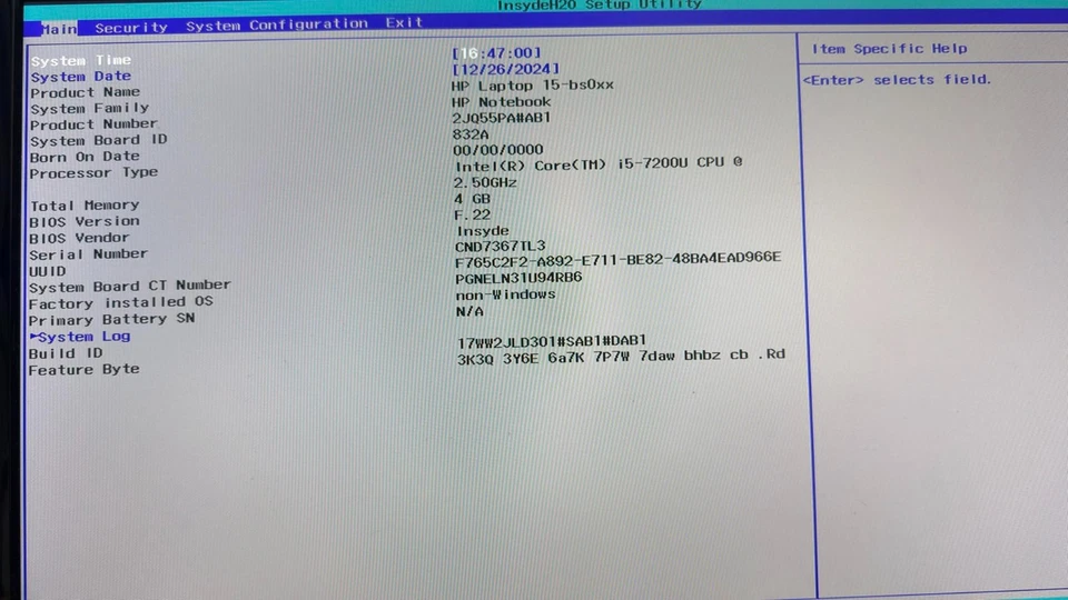 HP Laptop Motherboard with Intel (R) Core (TM) i5-7200U CPU - Image 3 of 4