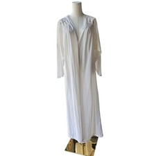 Vintage JC Penney Nightgown Women's L White Nylon Floral Lace Grannycore Nightie