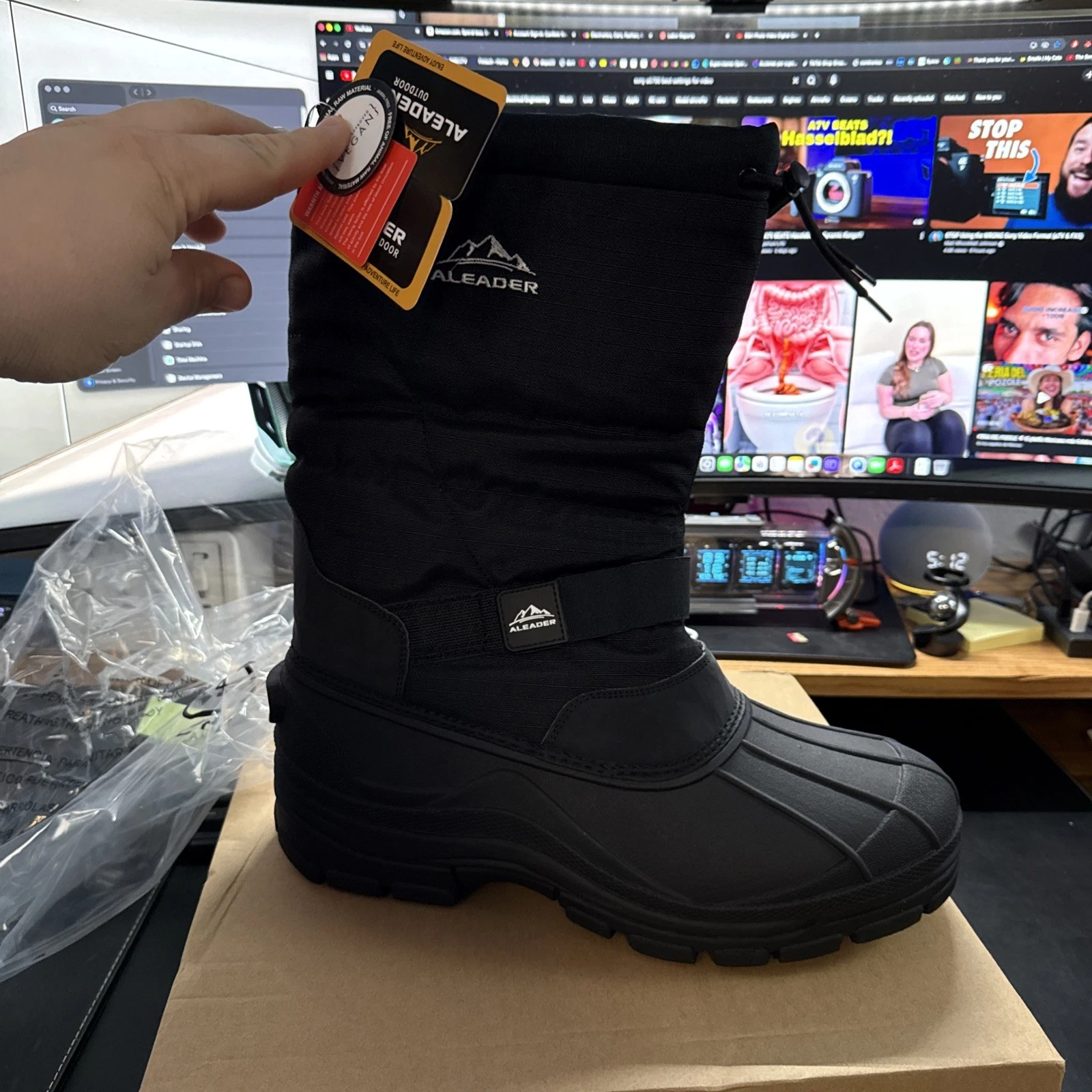 ALEADER Men's Insulated Waterproof Winter Snow Boots US sz 13