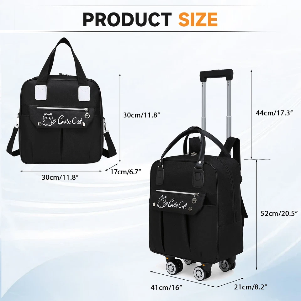 20.5" Wheeled Carry On Underseat Luggage Bag Spinner Foldable Trolley Travel Bag - Image 3 of 4