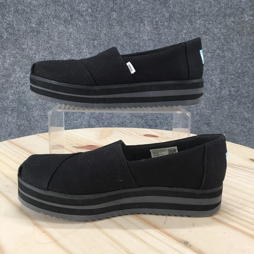 Zapatos sin cordones TOMS para mujer 6 Alpargata forma media mocasines 10019466 lona negra Foto 2 de 4