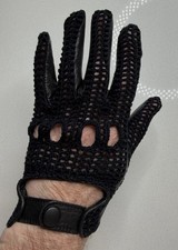 Vintage Preston  York Vintage Leather Mesh Gloves Black Size XL Italy 80s