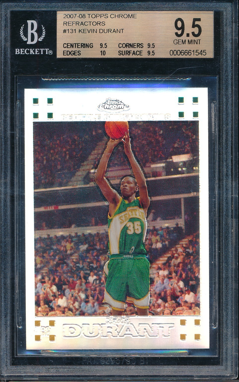 2007 Topps Chrome 131 Kevin Durant RC Refractor /1499 BGS 9.5 True Gem Mint+