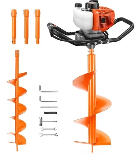 63CC Gas Powered Post Hole Digger Earth Auger Borer 6" 10" Bit & 3PCS Extension