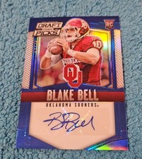 2015 Prizm Draft Picks Blake Bell Oklahoma Blue Rookie Autograph 52/75 #155