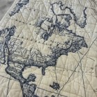 2 COASTAL LIVING Quilted Pillow Shams Map Compass  America Oceans World 26X20 — photo 3